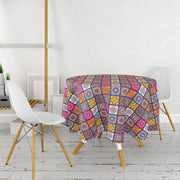 Kareli Etnik Desenli Özel Tasarım Leke Tutmaz Masa Örtüsü Bonvagon