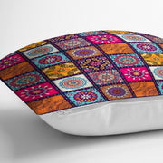 Kareli Etnik Desenli Özel Tasarım Yastık Kırlent Kılıfı 43x43cm Bonvagon