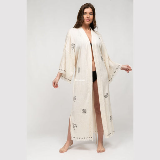 Kaş Breeze Kimono %100 Pamuk Bürümcük Gri Atolyia Bonvagon
