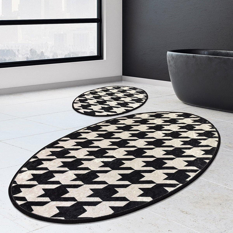 Kazayağı Dijital Baskılı 2li Set Banyo Halısı, Kaymaz Taban, Yıkanabilir Bonvagon