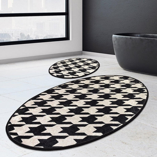 Kazayağı Dijital Baskılı 2li Set Banyo Halısı, Kaymaz Taban, Yıkanabilir Bonvagon