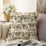 Kedi Desenli Dijital Baskılı Modern Raşel Kadife Kırlent Kılıfı Bonvagon