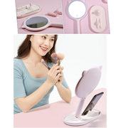 Kedi Kulaklı Telefon Standlı Yuvarlak Dokunmatik Led Ayarlı Masa Üstü Makyaj Aynası Bonvagon