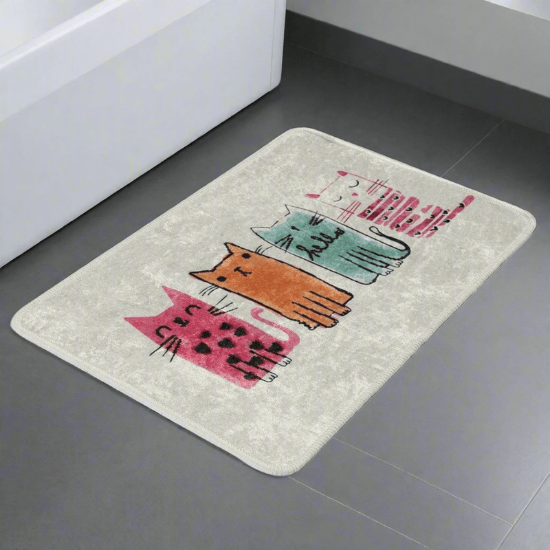 Kediler Baby Cats Dijital Baskılı 40x60cm Banyo Paspas ve Halısı, Kaymaz Taban, Yıkanabilir Bonvagon
