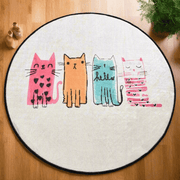 Kediler Baby Cats Dijital Baskılı Çap100cm Banyo Paspas ve Halısı, Kaymaz Taban, Yıkanabilir Bonvagon