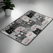 Kediler Meow Gri Dijital Baskılı 40x60cm Banyo Paspas ve Halısı, Kaymaz Taban, Yıkanabilir Bonvagon