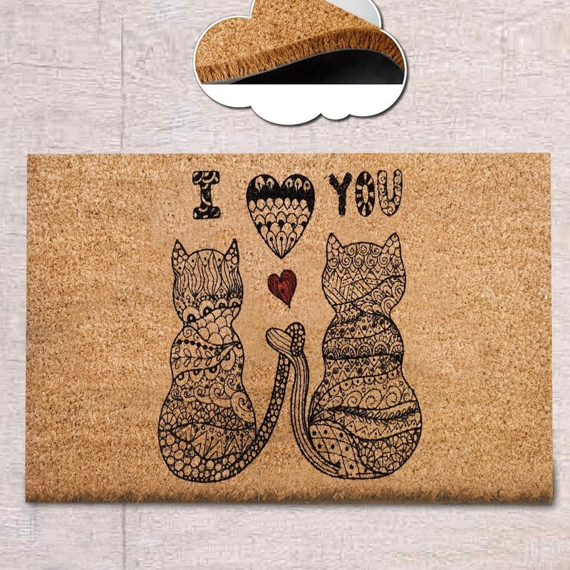 Kediler Queue Doğal Koko Hindistan Cevizi Kapı Önü Paspas 60x40cm Bonvagon