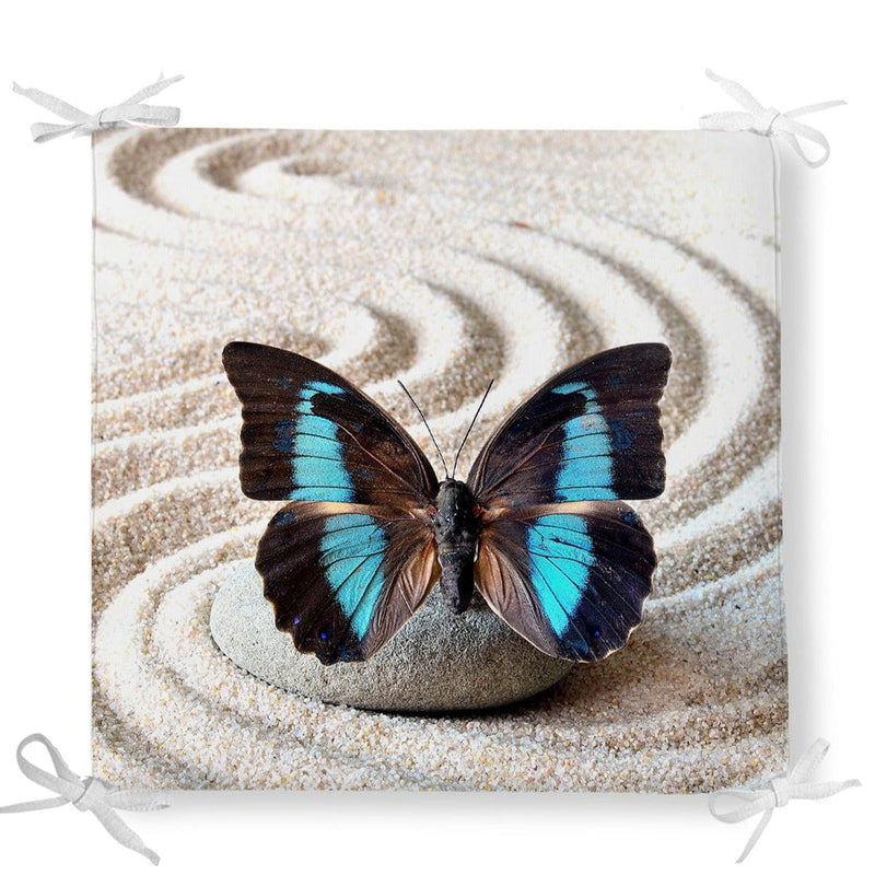 Kelebek Desen Dekoratif Kare Sandalye Minderi 40x40cm Fermuarlı Bonvagon