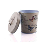 Kelebek Desenli Kapaklı Metal Mini Kova Bonvagon