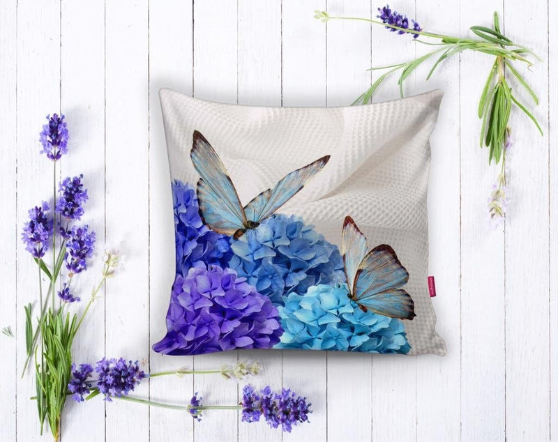 Kelebek Dünyası Dijital Baskılı Dekoratif Yastık Kırlent Kılıfı 43x43cm