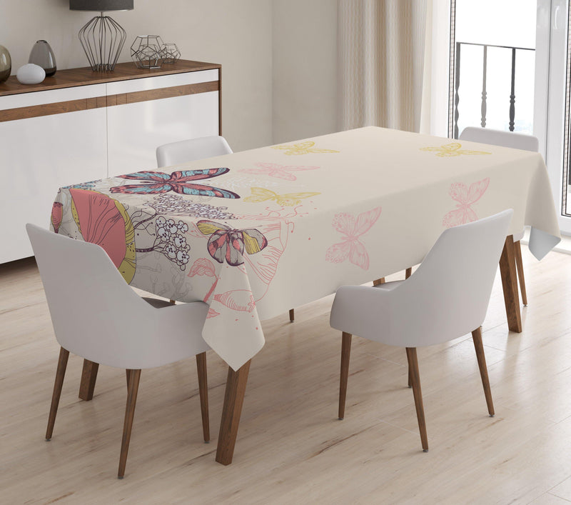 Kelebekli Dijital Baskılı Masa Örtüsü masa55 Bonvagon