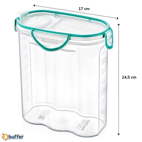 Kilitli Kapaklı Contalı Hava,Su Sıvı Geçirmez 2,4 Litre Erzak Saklama Kabı Bonvagon