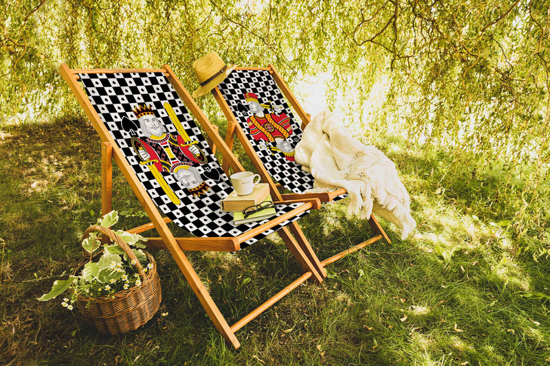 King Katlanabilir Şezlong Katlanır Ahşap Lounge Chair