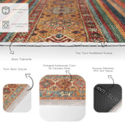 Kiremit Kilim Motifli Baklava Desenli Etnik Avangarde Dijital Baskılı Makinede Yıkanabilir Saçaklı Halı
