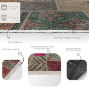 Kırkyama Etnik Motifli Patchwork Desenli Vintage Etnik Motifler Salon Oturma Yatak Odası Dijital Baskılı Makinede Yıkanabilir Saçaklı Halı Bonvagon
