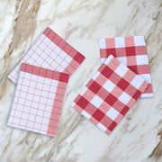 Kırmızı 4lü Kareli Set Kurulama Bezi Pamuklu Mutfak Havlusu Çok Amaçlı Örtü 45x70cm Bonvagon