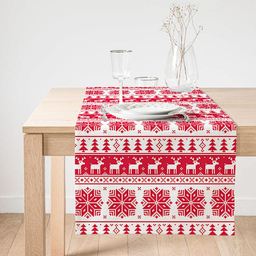 Kırmızı Beyaz Christmas Temalı Dijital Baskılı Modern Süet Runner