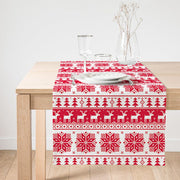 Kırmızı Beyaz Christmas Temalı Dijital Baskılı Modern Süet Runner Bonvagon