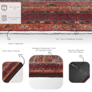 Kırmızı Geleneksel Motifli Etnik Desenli Etnik Motifler Vintage Çocuk Genç Odası Koridor Antre Dijital Baskılı Makinede Yıkanabilir Saçaklı Halı Bonvagon