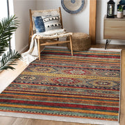 Kırmızı - Kahverengi Geleneksel Motifli Kilim Desenli Vintage Etnik Motifler Koridor Antre Salon Oturma Odası Dijital Baskılı Makinede Yıkanabilir Saçaklı Halı Bonvagon