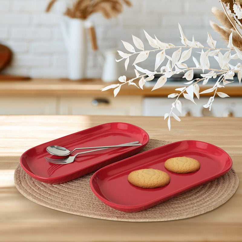 Kırmızı Noyan Kayık Tabak 2 Adet 28cm