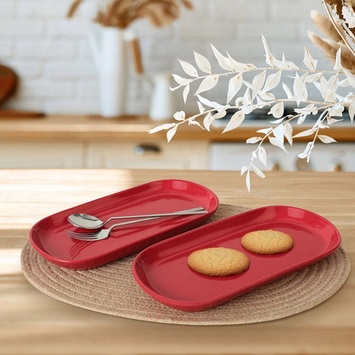 Kırmızı Noyan Kayık Tabak 2 Adet 28cm