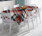 Kırmızı Siyah Beyaz Ekose Desenli Dekoratif Leke Tutmaz Masa Örtüsü Bonvagon