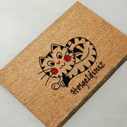 Kırmızı Yanaklı Kedicik Doğal Koko Hindistan Cevizi Kapı Önü Paspas 60x40cm