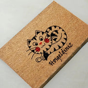 Kırmızı Yanaklı Kedicik Doğal Koko Hindistan Cevizi Kapı Önü Paspas 60x40cm Bonvagon