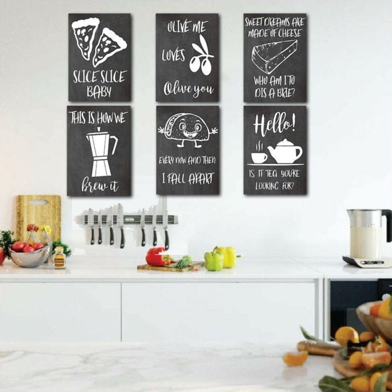 Kitchen Signs 6 Parça Çerçeve Görünümlü Ahşap Tablo Seti Bonvagon