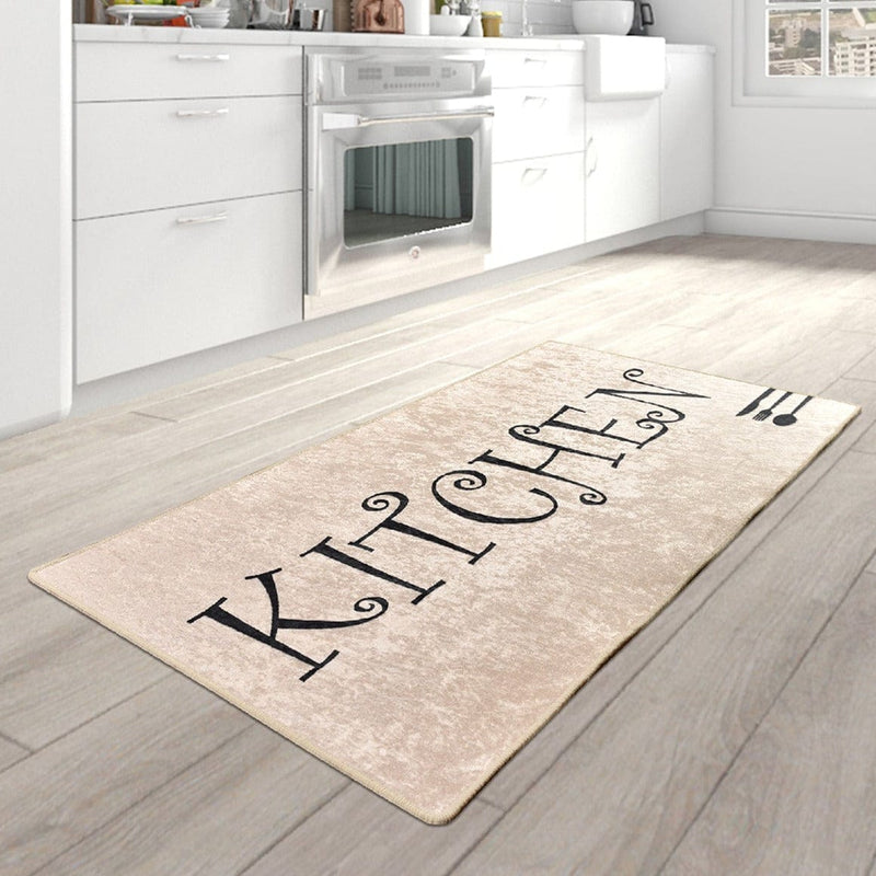Kitchen Spoon Dijital Baskılı Mutfak Halısı, Kaymaz Taban, Yıkanabilir Bonvagon