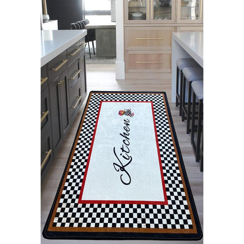 Kitchen Zion Dijital Baskılı Dekoratif Halı, Kaymaz Taban, Yıkanabilir Bonvagon
