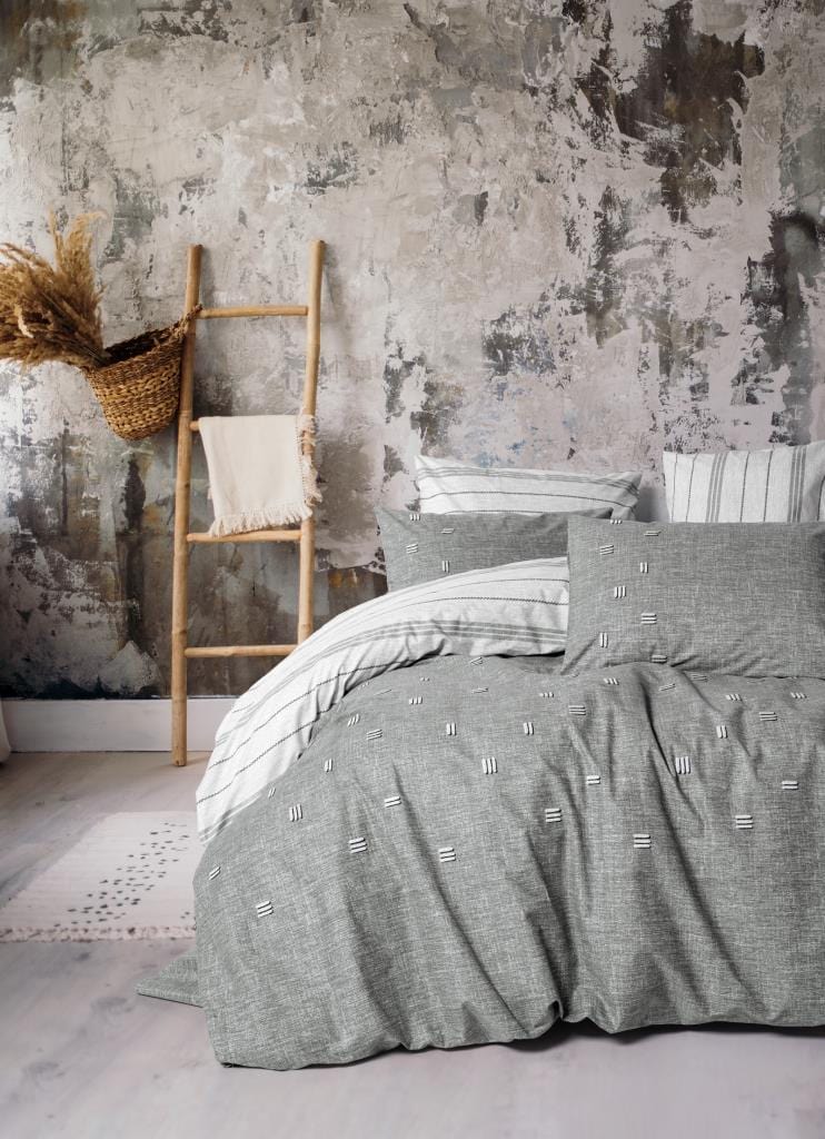 Klein Nakışlı çift Kişilik Nevresim Takımı Patara Gri Bonvagon