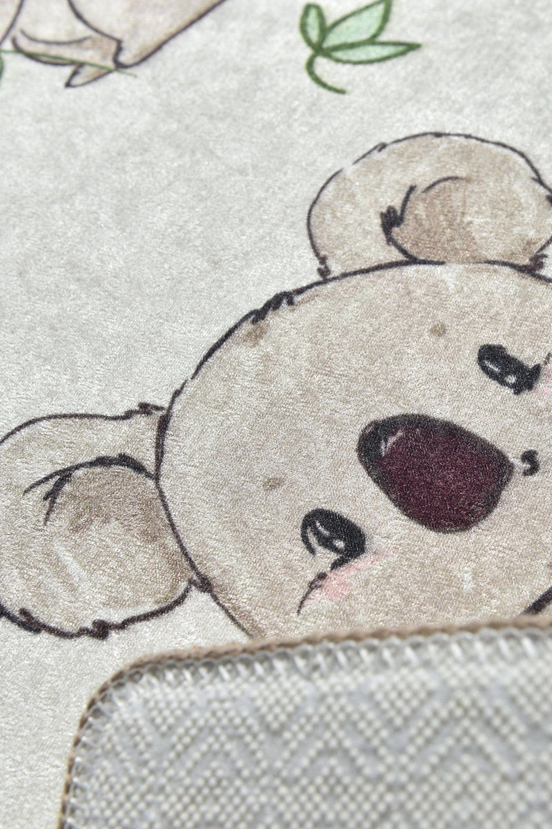 Koala Ekru 2li Set Dijital Baskılı Banyo Halısı, Kaymaz Taban, Yıkanabilir Bonvagon