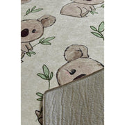 Koala Ekru Çocuk Halısı, Kaymaz Taban, Yıkanabilir Bonvagon