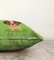 Köpek Desenli Dijital Baskılı Modern Raşel Kadife Kırlent Kılıfı Bonvagon