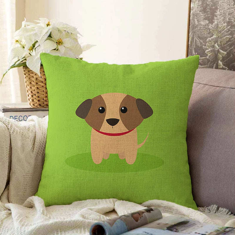 Köpek Desenli Dijital Baskılı Modern Raşel Kadife Kırlent Kılıfı Bonvagon