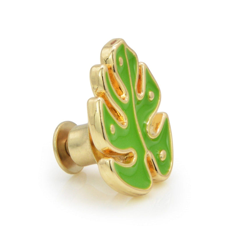 Koşan Leopar ve Tropikal Yaprak Broş Pin Seti Bonvagon Metalmorphose