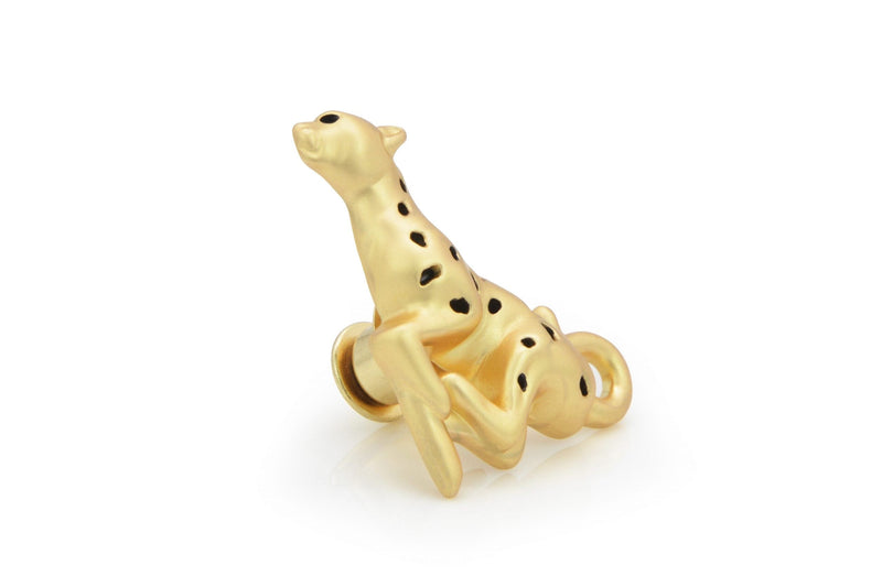 Koşan Leopar ve Tropikal Yaprak Broş Pin Seti Bonvagon Metalmorphose