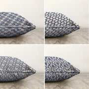 Kot Zemin Üzerinde Geometrik Şekiller Motifli 4'lü Çift Taraflı Şönil Yastık Kırlent Kılıf Seti Bonvagon