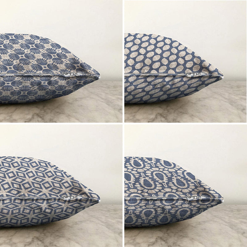 Kot Zemin Üzerinde Geometrik Şekiller Motifli 4'lü Çift Taraflı Şönil Yastık Kırlent Kılıf Seti Bonvagon