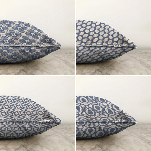 Kot Zemin Üzerinde Geometrik Şekiller Motifli 4'lü Çift Taraflı Şönil Yastık Kırlent Kılıf Seti Bonvagon