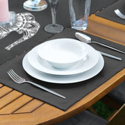 Koyu Füme Zemin Etnik Fil Motifli Dekoratif 1 Adet Runner & 4 Adet Yeşil Renkli Amerikan Servis Bonvagon