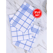 Koyu Mavi 3lü Kareli Set Kurulama Bezi Pamuklu Mutfak Havlusu Çok Amaçlı Örtü 50x70cm Bonvagon
