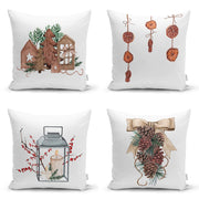 Kozalak & Şamdan Tasarımlı Dijital Baskılı Modern 4lü Kırlent Kılıfı Seti Bonvagon