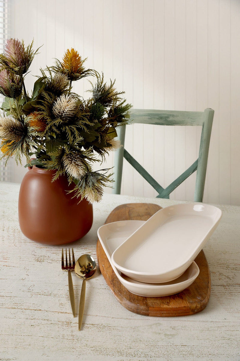 Krem Kayık Tabak 28 Cm - 2 Adet Bonvagon