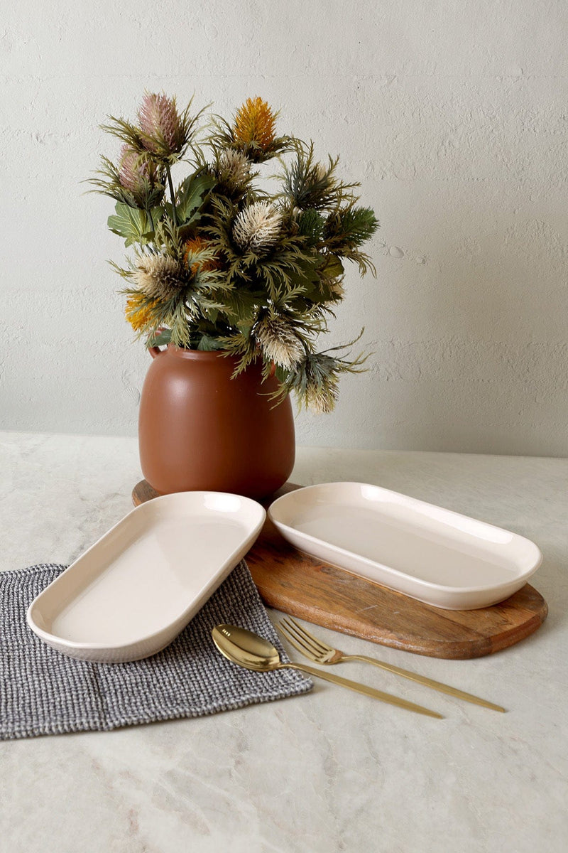 Krem Kayık Tabak 28 Cm - 2 Adet Bonvagon