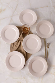 Krem Linda Pasta Tabağı 21 Cm - 6 Adet Set