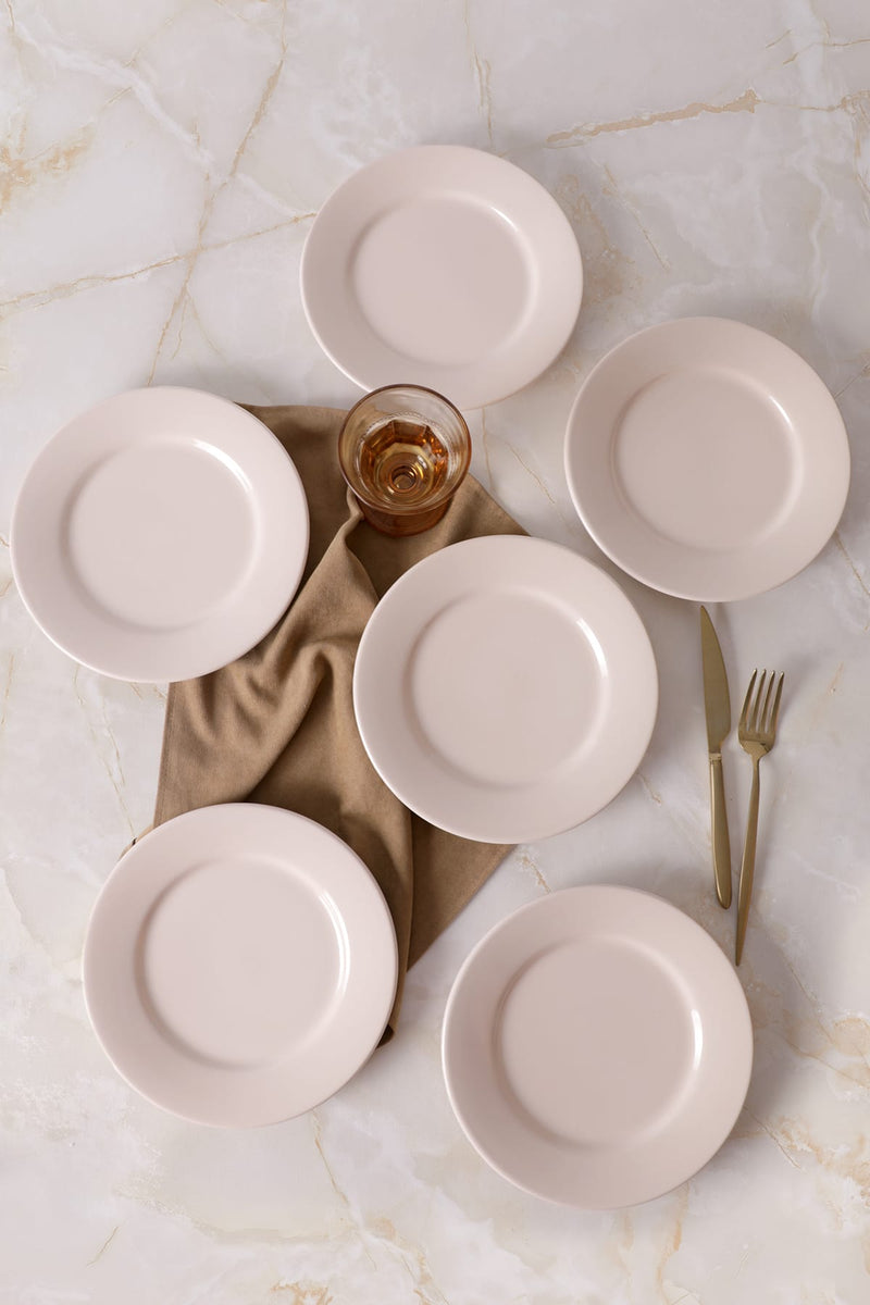 Krem Linda Pasta Tabağı 21 Cm - 6 Adet Set