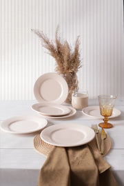 Krem Linda Pasta Tabağı 21 Cm - 6 Adet Set